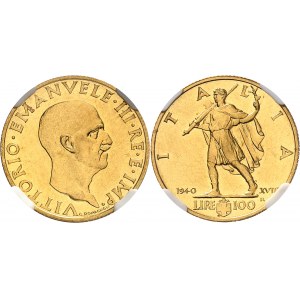 Victor-Emmanuel III (1900-1946). 100 lire or au licteur, 2e type 1940 - An XVIII, R, Rome.
