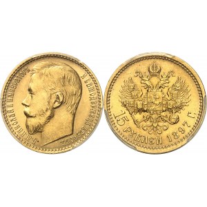 Nicolas II (1894-1917). 15 roubles 1897, Saint-Pétersbourg.