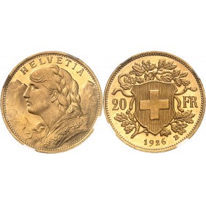Confédération Helvétique (1848 à nos jours). 20 francs 1926, B, Berne.