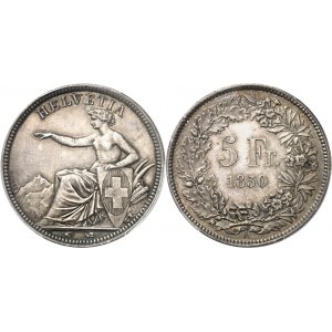 Confédération Helvétique (1848 à nos jours). Épreuve de 5 francs 1850, A, Paris.