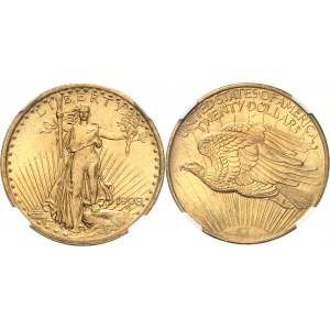 République fédérale des États-Unis d’Amérique (1776-à nos jours). 20 dollars Saint-Gaudens, sans devise 1908, Philadelphie.