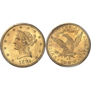 République fédérale des États-Unis d’Amérique (1776-à nos jours). 10 dollars Liberty 1891, CC, Carson City.