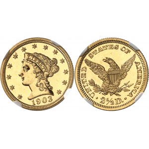 République fédérale des États-Unis d’Amérique (1776-à nos jours). 2,5 dollars Liberty, Flan bruni (PROOF) 1903, Philadelphie.