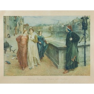 Henry HOLIDAY (1839-1927) - według, Spotkanie Dantego i Beatrycze na moście