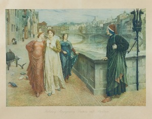 Henry HOLIDAY (1839-1927) - według, Spotkanie Dantego i Beatrycze na moście