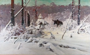 Ignacy ZYGMUNTOWICZ (1875-1947), Pejzaż zimowy z łosiem
