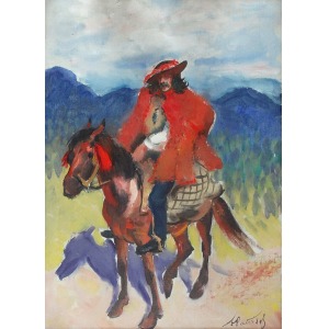 Fryderyk PAUTSCH (1877-1950), Hucuł na koniu