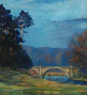 Willy HARMSSEN (1877-?), Pejzaż z mostem