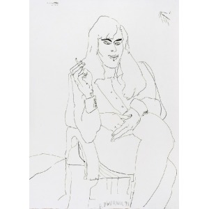 Edward DWURNIK (ur. 1943), Portret kobiety z trzema dłońmi, 1991