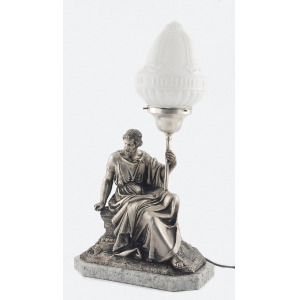 Pierre AUBERT (1853-1912), Lampa elektryczna z figurą antycznego filozofa