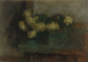Alfons KARPIŃSKI (1875-1961), Żółte róże o zmroku