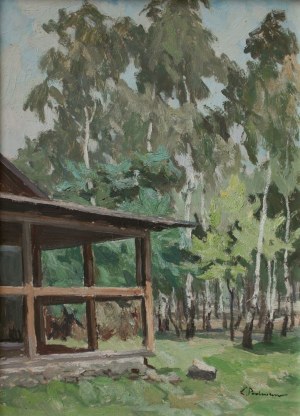 Zenobiusz Poduszko (1887-1963) Weranda na tle brzeziny