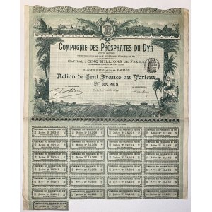 Algeria Paris Djebel Dyr Phosphate Mining Company Share 100 Francs 1899