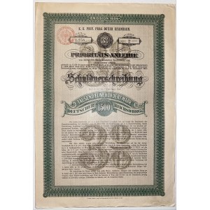 Czech Republic Prague Imperial and Royal Prague-Duchcov Railway 3% Priority Bond 1,500 Mark 1896