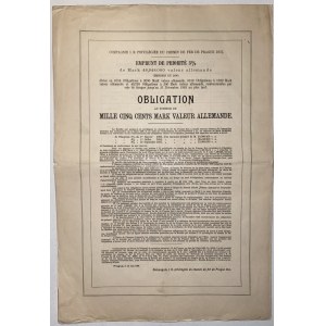 Czech Republic Prague Imperial and Royal Prague-Duchcov Railway 3% Priority Bond 1,500 Mark 1896