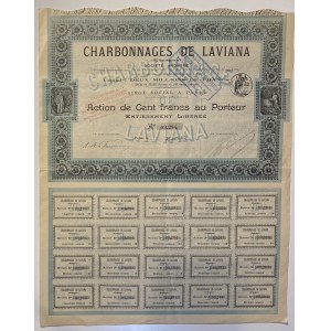 France Paris Laviana Coal Mining Company Share 100 Francs 1905