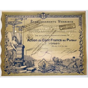 France Marseille Verminck Milling Company Share 100 Francs 1912