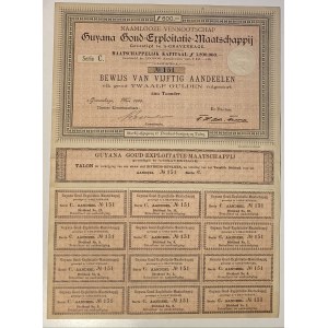 Guyana s-Gravenhage Guyana Gold Exploration Company Share 50 Shares of 12 Guilders 1890