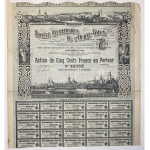 Russia Paris Ural-Volga Metal Company Share 500 Francs 1896