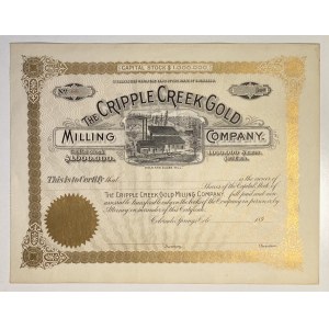 United States Colorado Springs, Colorado Cripple Creek Gold Milling Company Share 189X