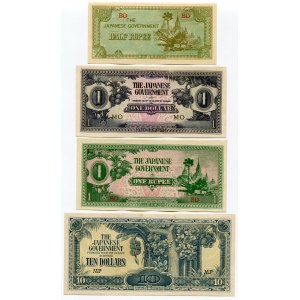 Burma - Malaya Lot of 4 Notes 1942 -44
