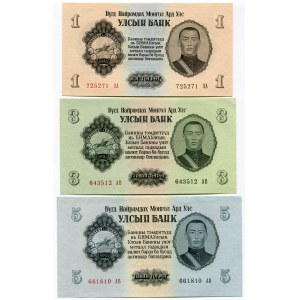 Mongolia Set of 3 Notes 1955