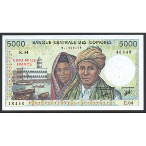 Comoros 5000 Francs 1984 - 2005 RARE!