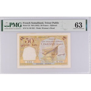 French Somaliland 50 Francs 1952 PMG 63