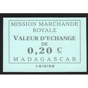 Madagascar Mission Marchande Royale 20 Centimes 1950