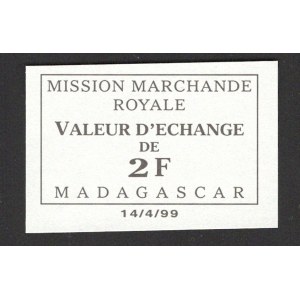 Madagascar Mission Marchande Royale 2 Francs 1950
