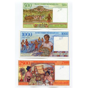 Madagascar 500 - 1000 - 2500 Francs 1994 -98