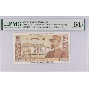 Saint Pierre and Miquelon 20 Francs 1950 -1960 PMG 64