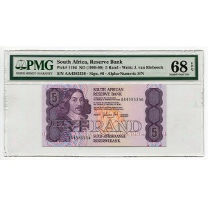 South Africa 5 Rand 1989 -90 PMG 68
