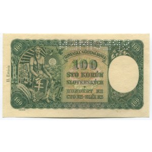 Slovakia 100 Korun 1940 Specimen