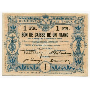 Belgium 1 Franc 1914 Commune De Theux