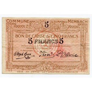 Belgium 5 Francs 1914 Commune De Membach