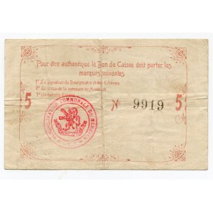Belgium 5 Francs 1914 Commune De Membach