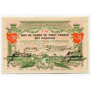 Belgium 20 Francs 1914 Commune De Pepinster