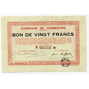 Belgium 20 Francs 1914 Commune De Hombourg