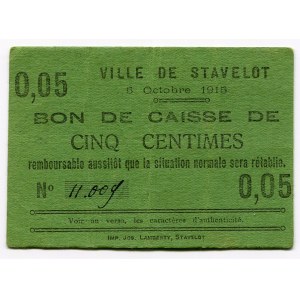 Belgium 5 Centimes 1915 Commune De Stavelot