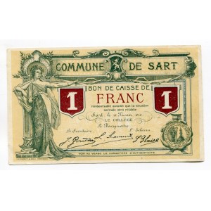 Belgium 1 Franc 1915 WWI