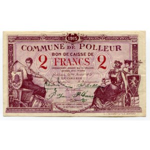 Belgium 2 Francs 1915 Commune De Polleur