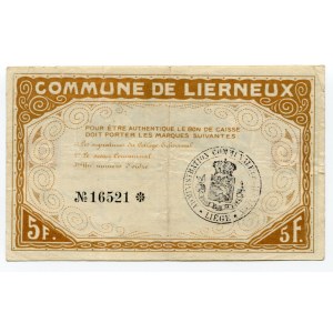Belgium 5 Francs 1915 Commune De Lierneux