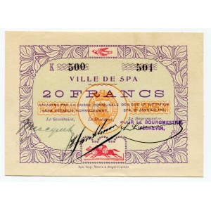 Belgium 20 Francs 1916 Ville De Spa