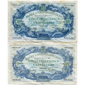 Belgium 2 x 500 Francs 1939 -43
