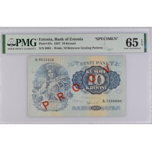 Estonia 10 Krooni 1937 Specimen PMG 65