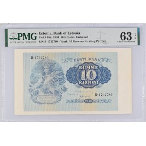 Estonia 10 Krooni 1940 PMG 63