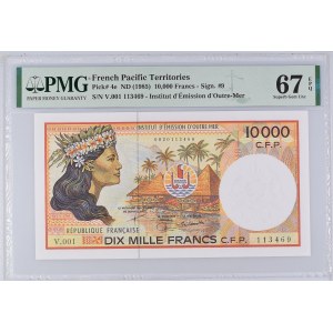 French Pacific Territories 10000 Francs 1985 PMG 67