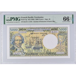 French Pacific Territories 5000 Francs 1996 PMG 66