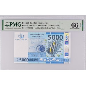 French Pacific Territories 5000 Francs 2014 PMG 66